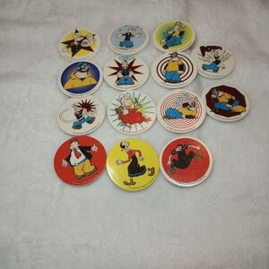 90s VTG Popeye Brutus Pogs Series  2 3 4 Caps Slammer Game Pieces Sea Hag Wimpy